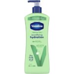 BEAUTÉNIUM Vaseline Intensive Care soothing hydration lotion bottle with pump light green packaging and blue cap