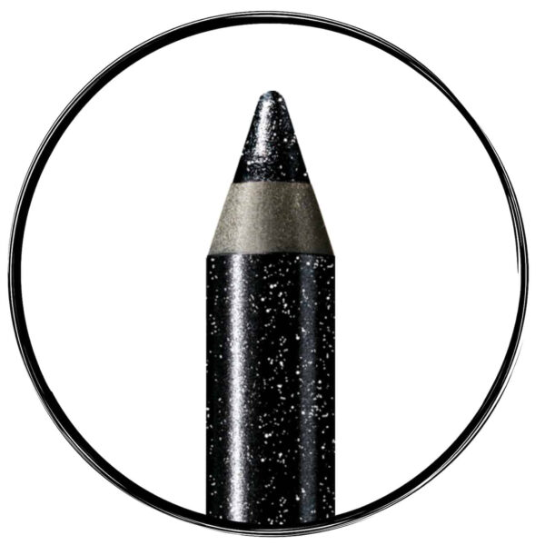 BeautÉnium Close up of a Black Lipstick Bullet with Silver Band Centered Inside a Circular Frame