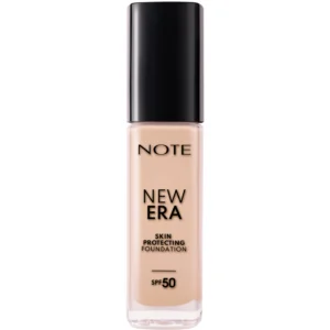 Foundation bottle labeled NOTE NEW ERA, skin-protecting formula with SPF 50