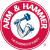 BeautÉnium Circular Logo Reading be Humane with a Red Heart Containing White Dog and Cat Silhouettes Inside a Blue Center