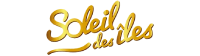 BEAUTÉNIUM Logo for Soleil des îles in gold cursive lettering on a black background