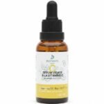 Brown glass dropper bottle of Biotanys Vitamin C Face Serum 30 ml with label showing citrus illustrations on the front | BEAUTÉNIUM