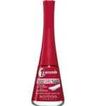BeautÉnium Red Bourjois Paris Nail Polish Bottle Labeled 1 Seconde with Gel Texture Pink red Shade and Clear Base